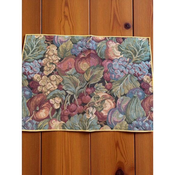 Set of 6 Fabric Tapestry Placemats Fruit Grapes, Cherry , Apple , Pear 18.5x13 - Picture 6 of 8